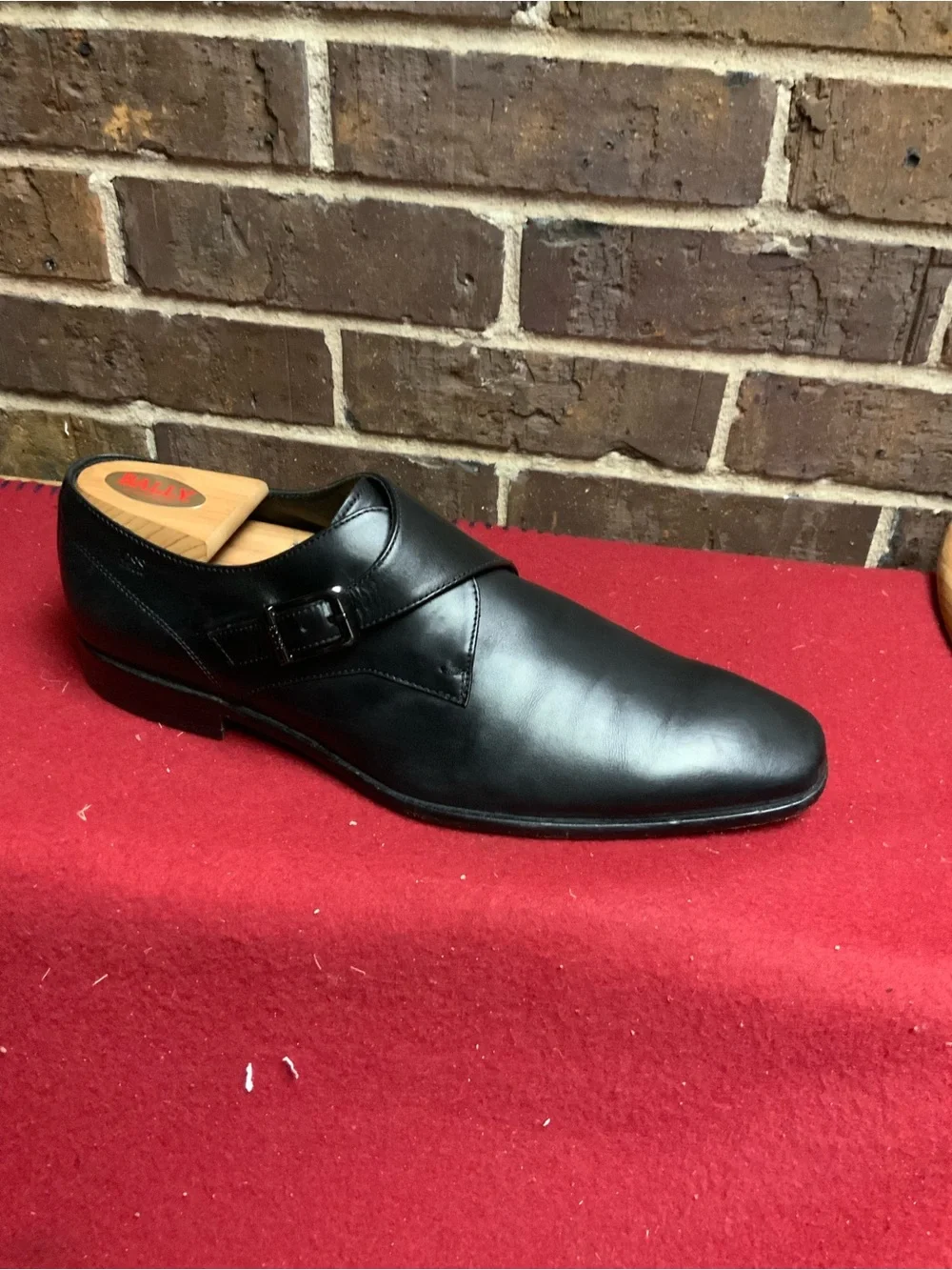 Men's Black Leather Single Monk Strap Dress Shoe